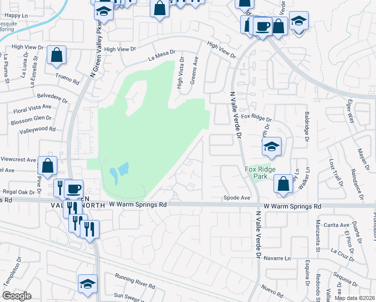 map of restaurants, bars, coffee shops, grocery stores, and more near 461 Indigo Springs Street in Henderson