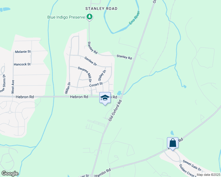 map of restaurants, bars, coffee shops, grocery stores, and more near 1304 Cozart Street in Durham
