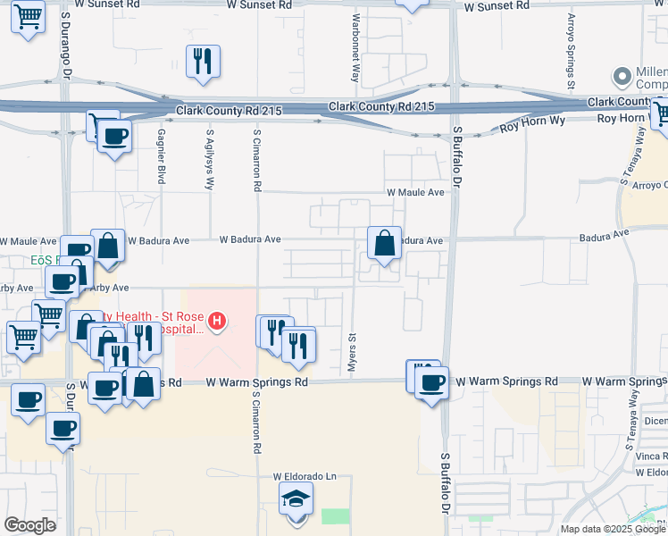 map of restaurants, bars, coffee shops, grocery stores, and more near 8037 Misty Canyon Avenue in Las Vegas