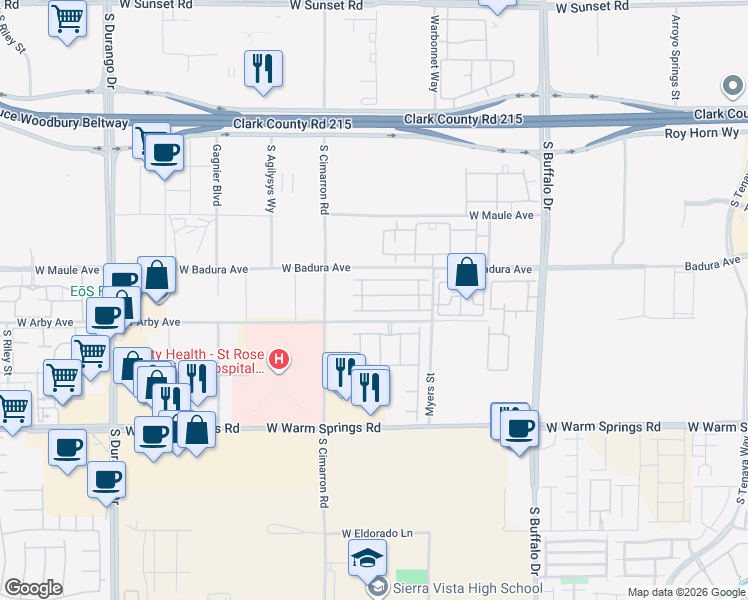 map of restaurants, bars, coffee shops, grocery stores, and more near 8073 Misty Canyon Avenue in Las Vegas