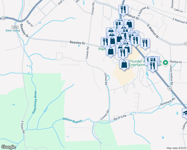 map of restaurants, bars, coffee shops, grocery stores, and more near 109 Saw Mill Road in Dickson