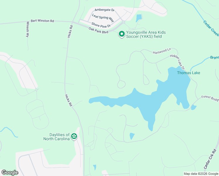 map of restaurants, bars, coffee shops, grocery stores, and more near 330 Hidden Lake Drive in Youngsville