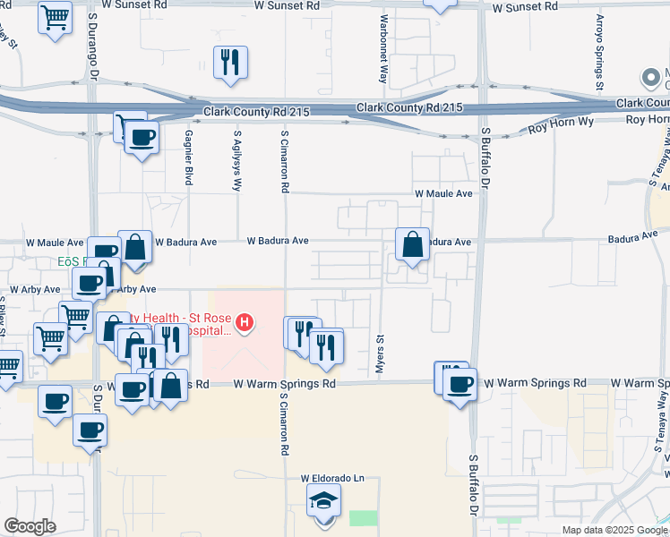 map of restaurants, bars, coffee shops, grocery stores, and more near 8081 Misty Canyon Avenue in Las Vegas