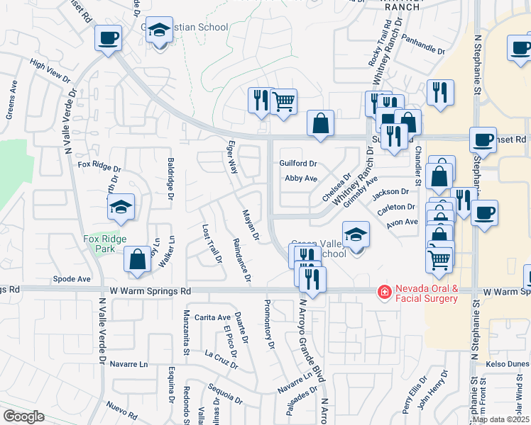 map of restaurants, bars, coffee shops, grocery stores, and more near 1712 Toltec Cir in Henderson