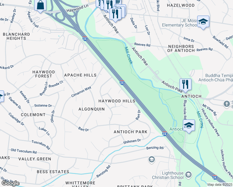 map of restaurants, bars, coffee shops, grocery stores, and more near 113 Catawba Court in Nashville