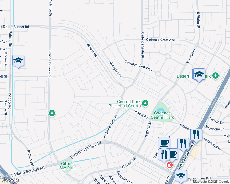 map of restaurants, bars, coffee shops, grocery stores, and more near 672 Cottonwood Hill Place in Henderson