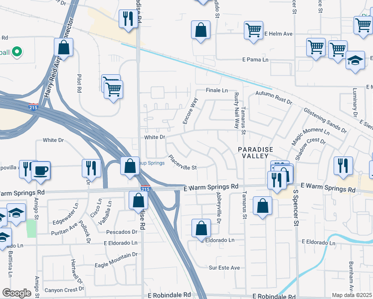 map of restaurants, bars, coffee shops, grocery stores, and more near 7109 Abbeyville Drive in Las Vegas