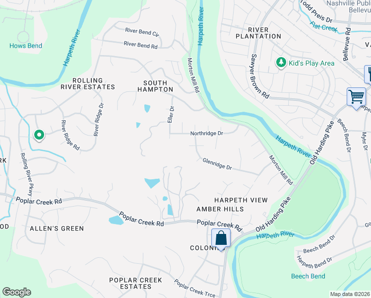 map of restaurants, bars, coffee shops, grocery stores, and more near 601 Glenridge Close in Nashville