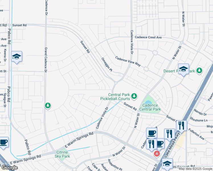 map of restaurants, bars, coffee shops, grocery stores, and more near 672 Cottonwood Hill Place in Henderson