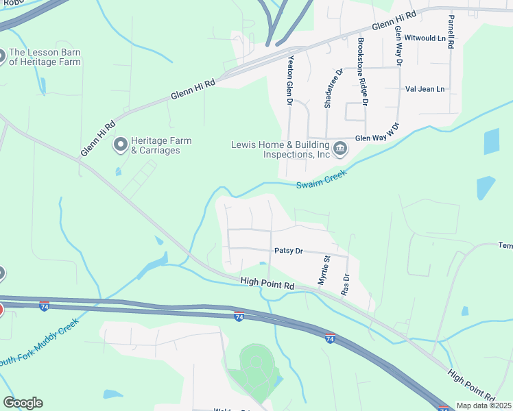 map of restaurants, bars, coffee shops, grocery stores, and more near 4015 Glenn Knoll Court in Winston-Salem