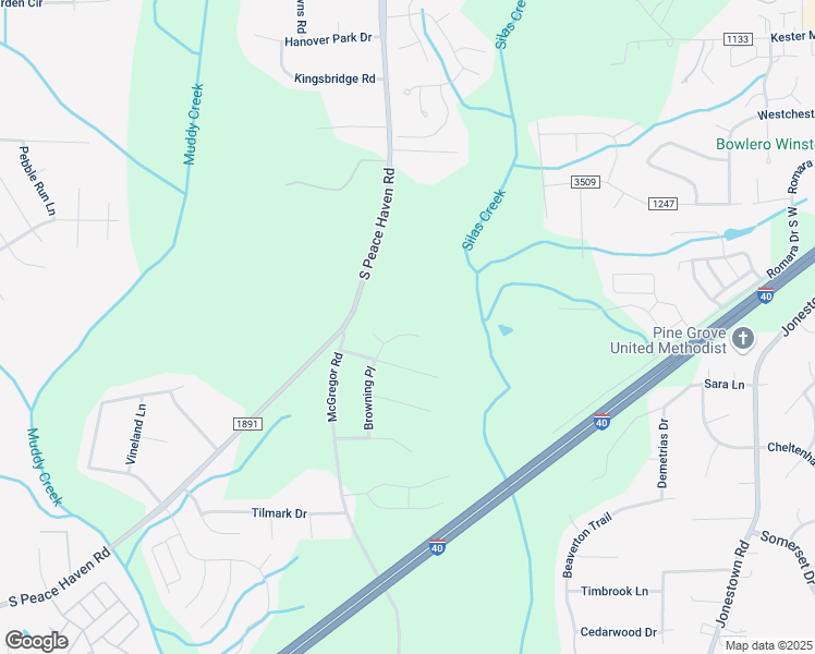 map of restaurants, bars, coffee shops, grocery stores, and more near 578 Browning Place in Winston-Salem
