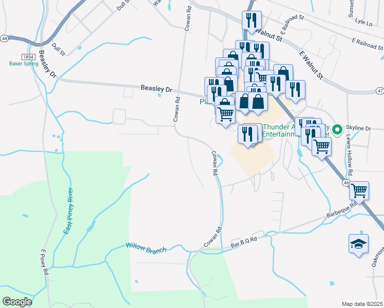 map of restaurants, bars, coffee shops, grocery stores, and more near 109 Saw Mill Road in Dickson