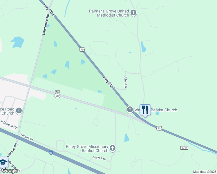 map of restaurants, bars, coffee shops, grocery stores, and more near 2901 U.S. 70 in Hillsborough