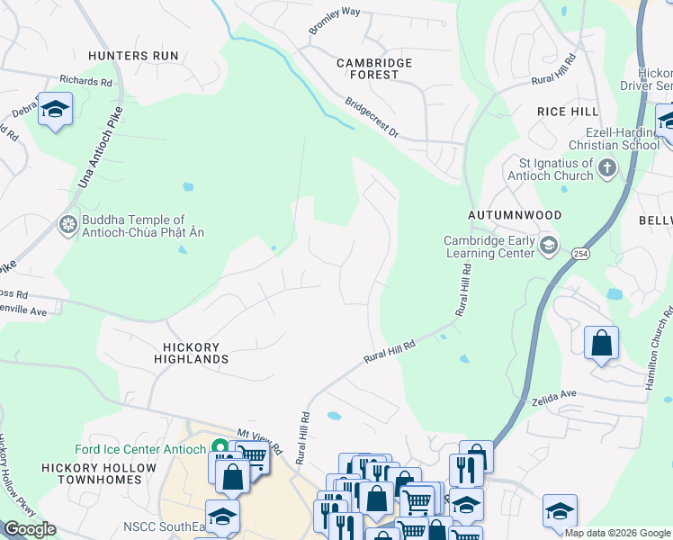 map of restaurants, bars, coffee shops, grocery stores, and more near 5197 Highlander Drive in Nashville