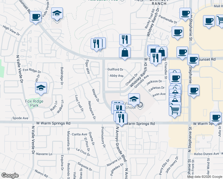 map of restaurants, bars, coffee shops, grocery stores, and more near 488 Chelsea Drive in Henderson