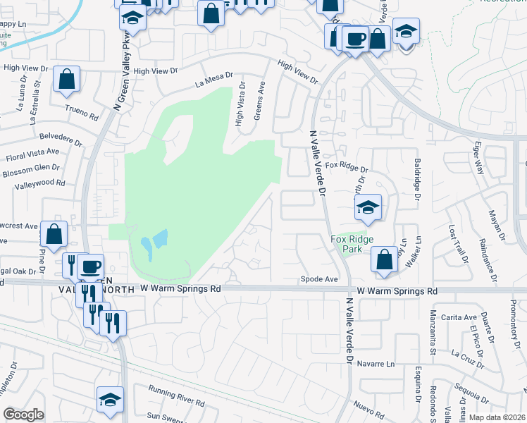 map of restaurants, bars, coffee shops, grocery stores, and more near 2050 West Warm Springs Road in Henderson