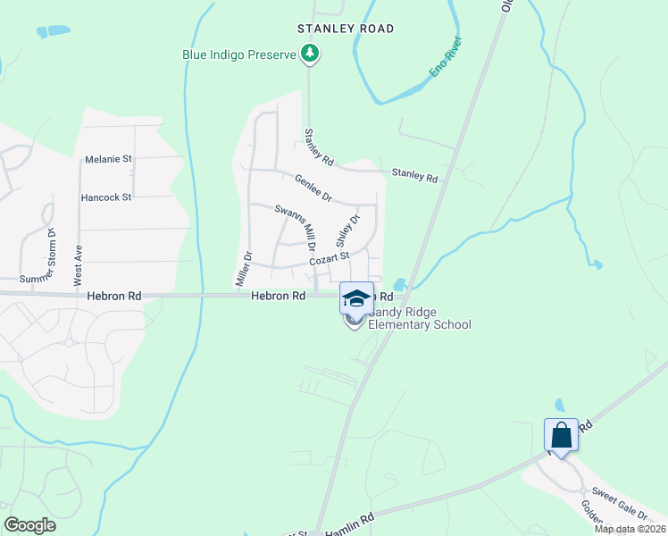 map of restaurants, bars, coffee shops, grocery stores, and more near 1304 Cozart Street in Durham