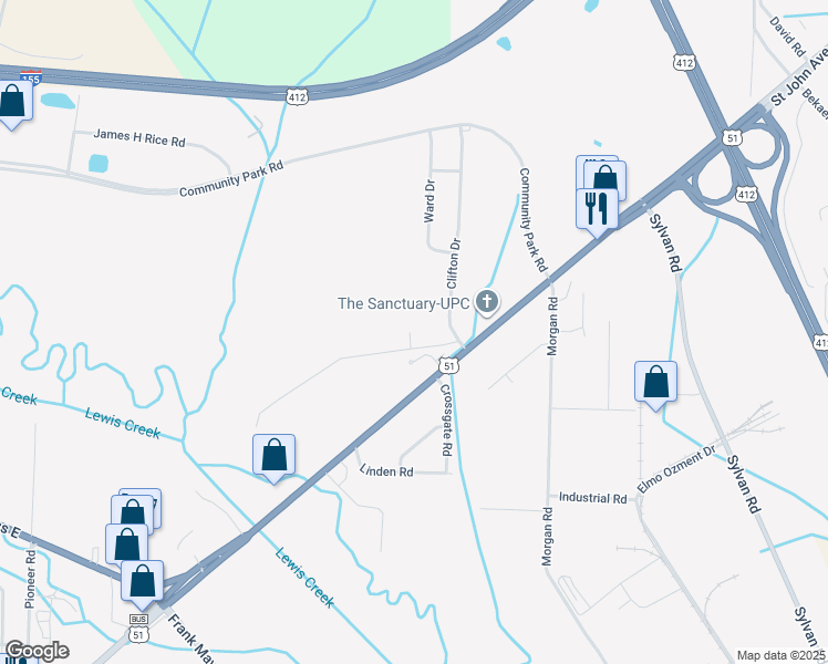 map of restaurants, bars, coffee shops, grocery stores, and more near 1800 Ozment Road in Dyersburg