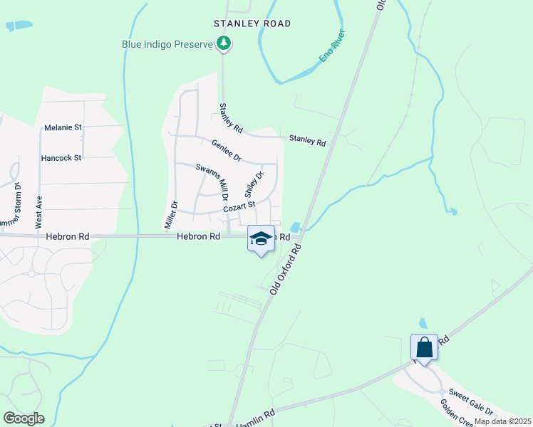 map of restaurants, bars, coffee shops, grocery stores, and more near 1304 Cozart Street in Durham