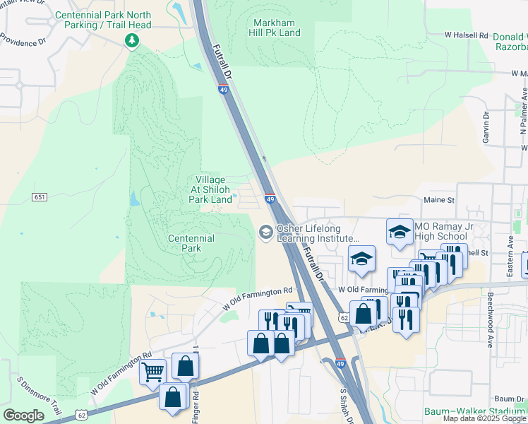 map of restaurants, bars, coffee shops, grocery stores, and more near 2745 West Cottonwillow Way in Fayetteville