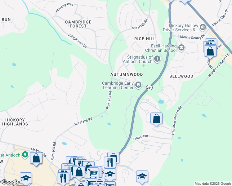 map of restaurants, bars, coffee shops, grocery stores, and more near 1282 Rural Hill Road in Nashville