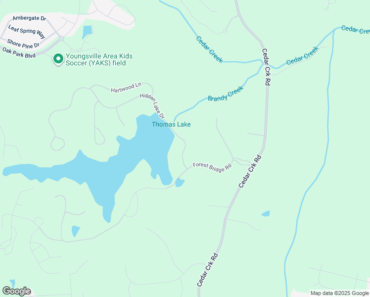 map of restaurants, bars, coffee shops, grocery stores, and more near Hidden Lake Drive in Franklinton