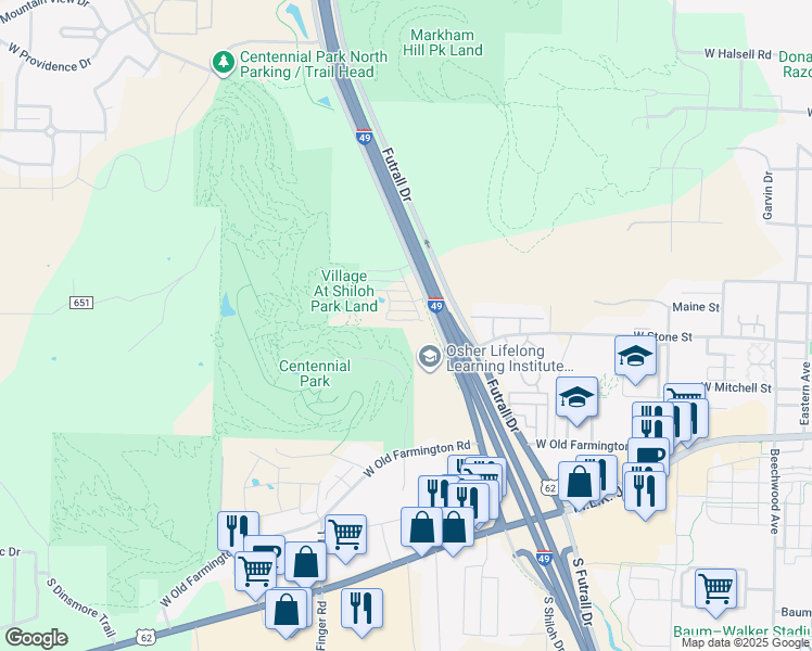 map of restaurants, bars, coffee shops, grocery stores, and more near 2795 West Cottonwillow Way in Fayetteville