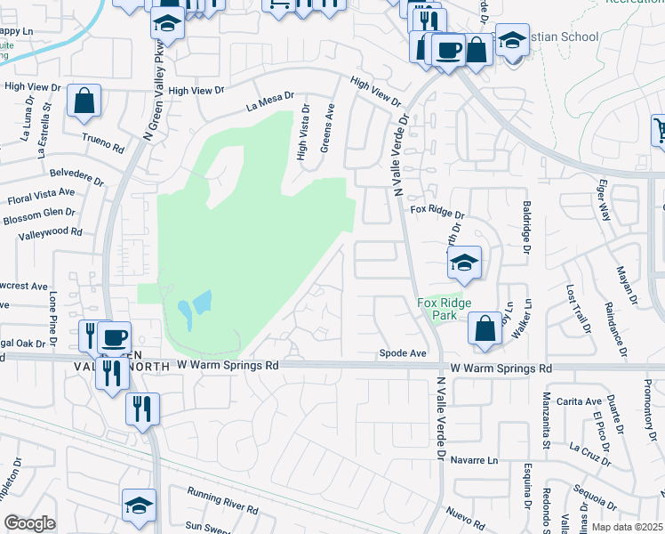 map of restaurants, bars, coffee shops, grocery stores, and more near 2050 West Warm Springs Road in Henderson