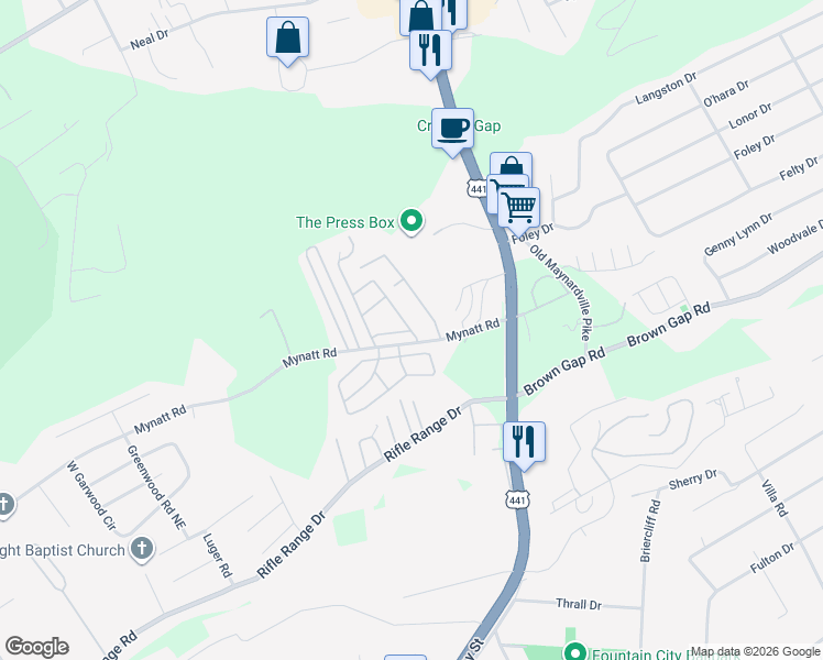 map of restaurants, bars, coffee shops, grocery stores, and more near 176 Keithway Lane in Knoxville