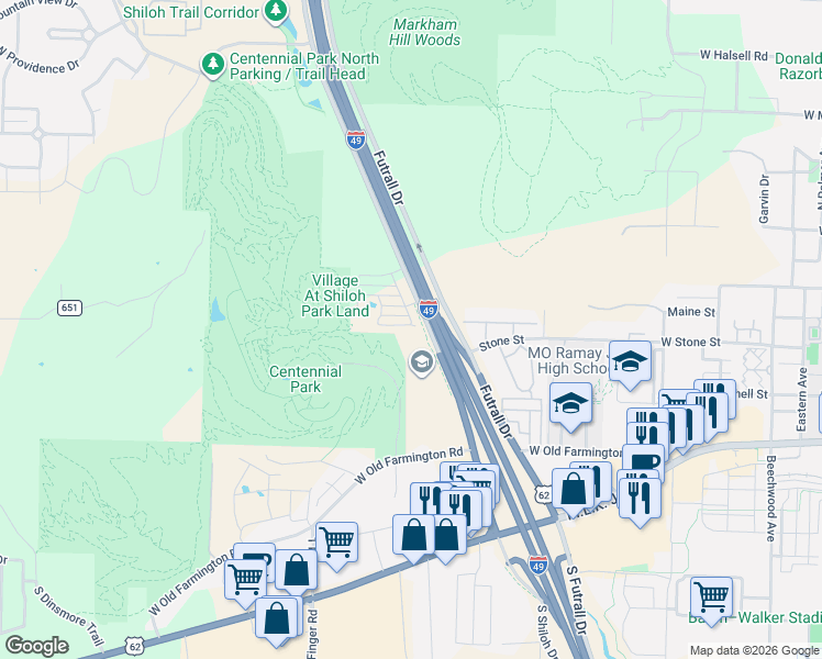 map of restaurants, bars, coffee shops, grocery stores, and more near 2745 West Cottonwillow Way in Fayetteville
