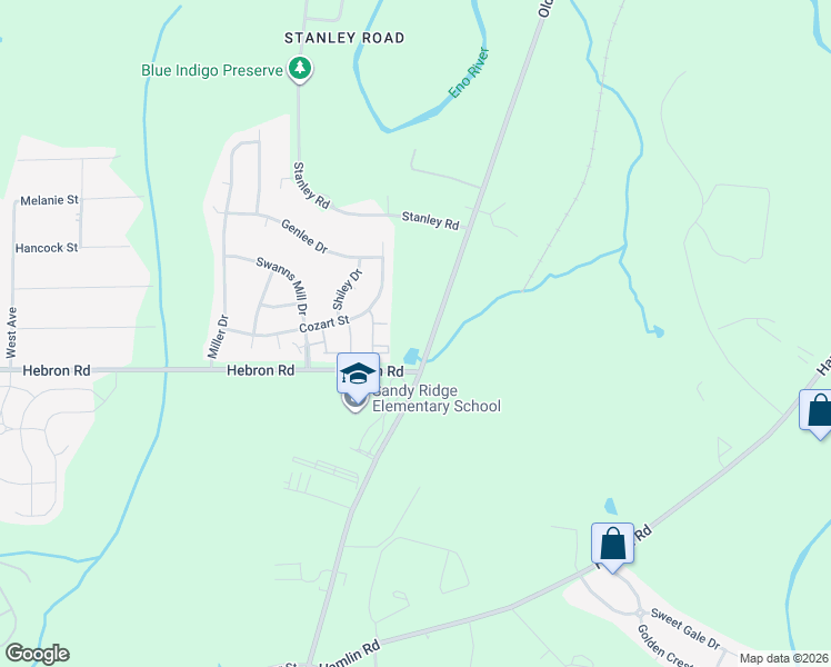 map of restaurants, bars, coffee shops, grocery stores, and more near 1817 Old Oxford Road in Durham