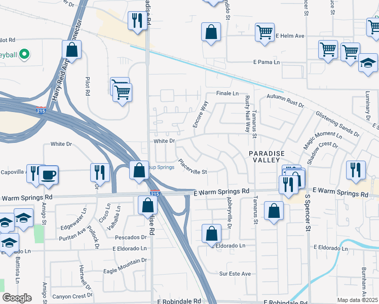 map of restaurants, bars, coffee shops, grocery stores, and more near 7109 Abbeyville Drive in Las Vegas