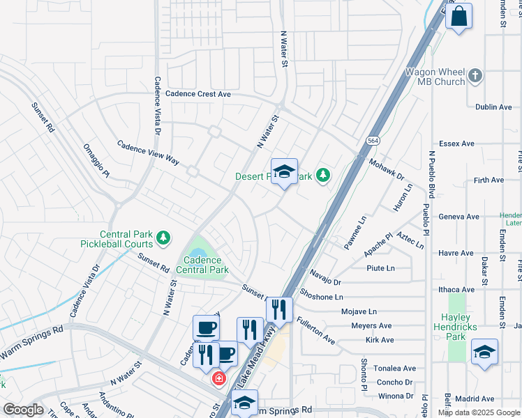 map of restaurants, bars, coffee shops, grocery stores, and more near 266 Inflection Street in Henderson