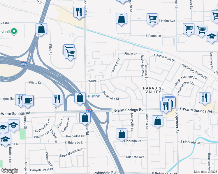 map of restaurants, bars, coffee shops, grocery stores, and more near 7109 Abbeyville Drive in Las Vegas