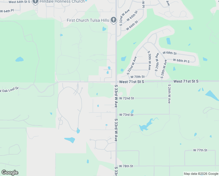 map of restaurants, bars, coffee shops, grocery stores, and more near 7100 South 33rd West Avenue in Tulsa