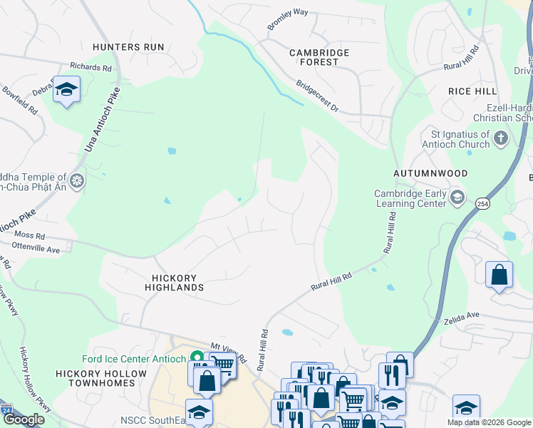 map of restaurants, bars, coffee shops, grocery stores, and more near 5197 Highlander Drive in Nashville