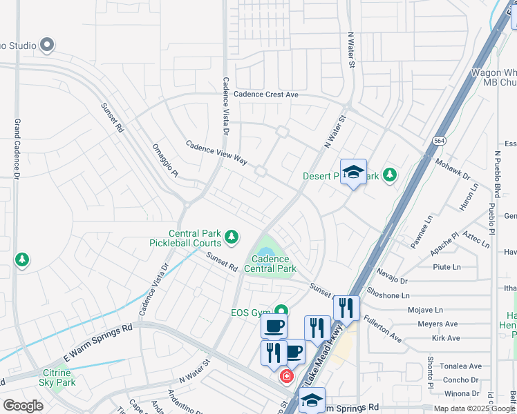 map of restaurants, bars, coffee shops, grocery stores, and more near 604 Assurance Place in Henderson