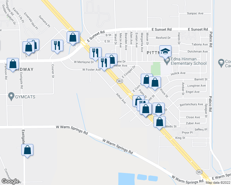 map of restaurants, bars, coffee shops, grocery stores, and more near 1624 Athol Avenue in Henderson