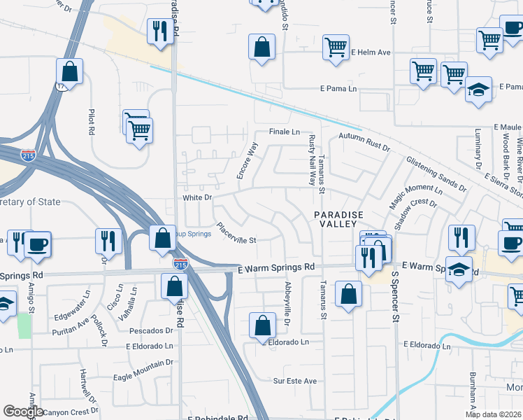 map of restaurants, bars, coffee shops, grocery stores, and more near 7140 Abbeyville Drive in Las Vegas