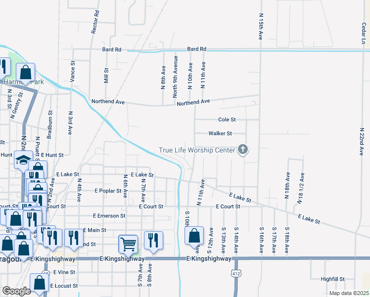 map of restaurants, bars, coffee shops, grocery stores, and more near 905 Grayson Street in Paragould