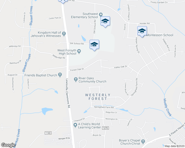 map of restaurants, bars, coffee shops, grocery stores, and more near 6720 Fairwood Court in Clemmons