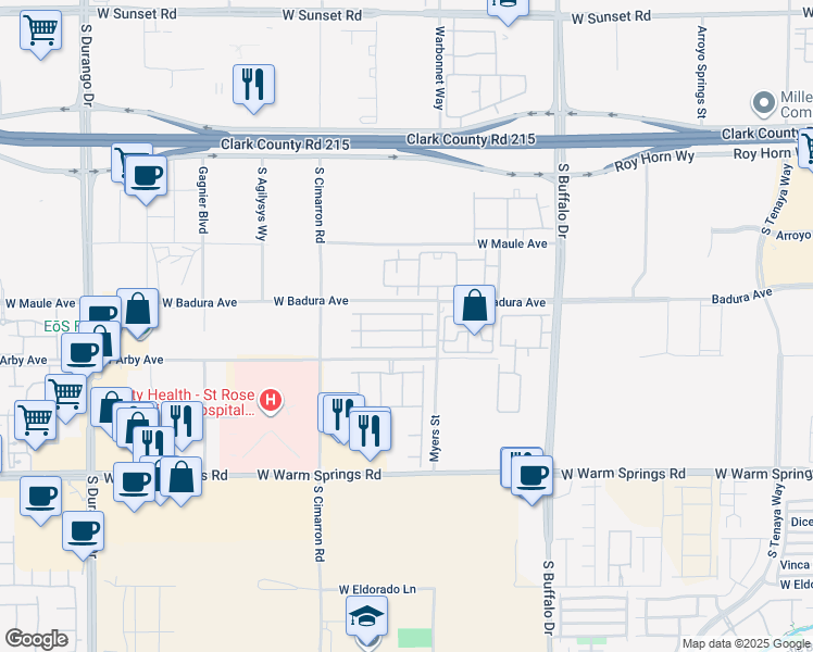 map of restaurants, bars, coffee shops, grocery stores, and more near 8046 Misty Canyon Avenue in Las Vegas
