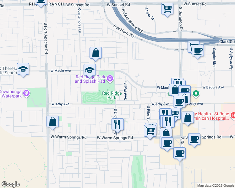 map of restaurants, bars, coffee shops, grocery stores, and more near 7045 Claythorn Road in Las Vegas