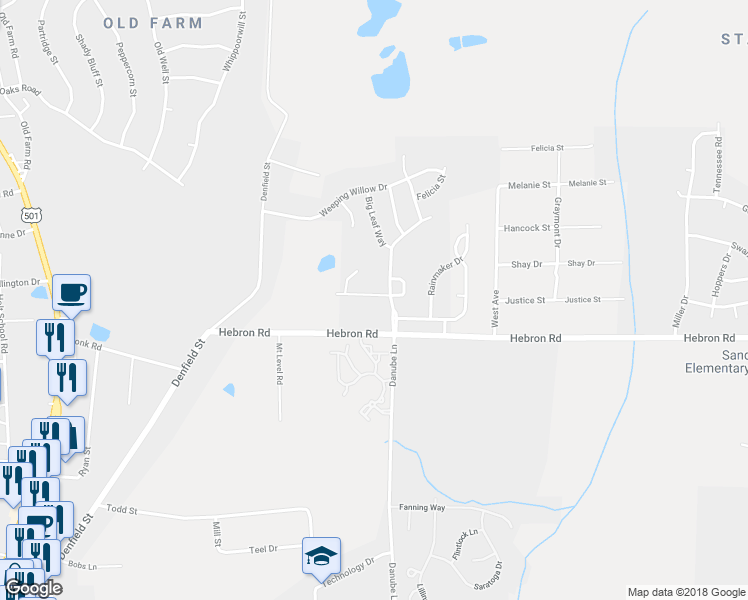 map of restaurants, bars, coffee shops, grocery stores, and more near 416 Summer Breeze Drive in Durham