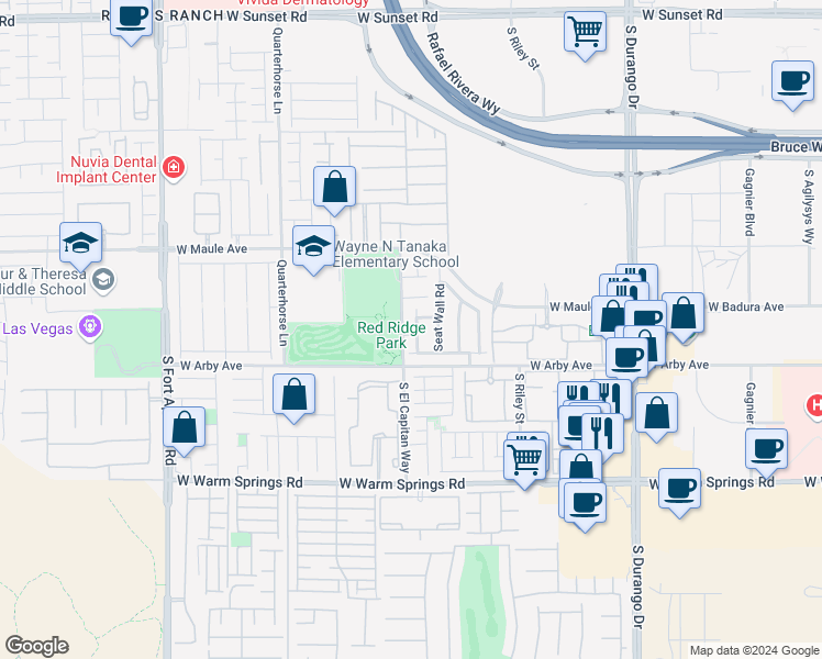 map of restaurants, bars, coffee shops, grocery stores, and more near 7045 Claythorn Road in Las Vegas
