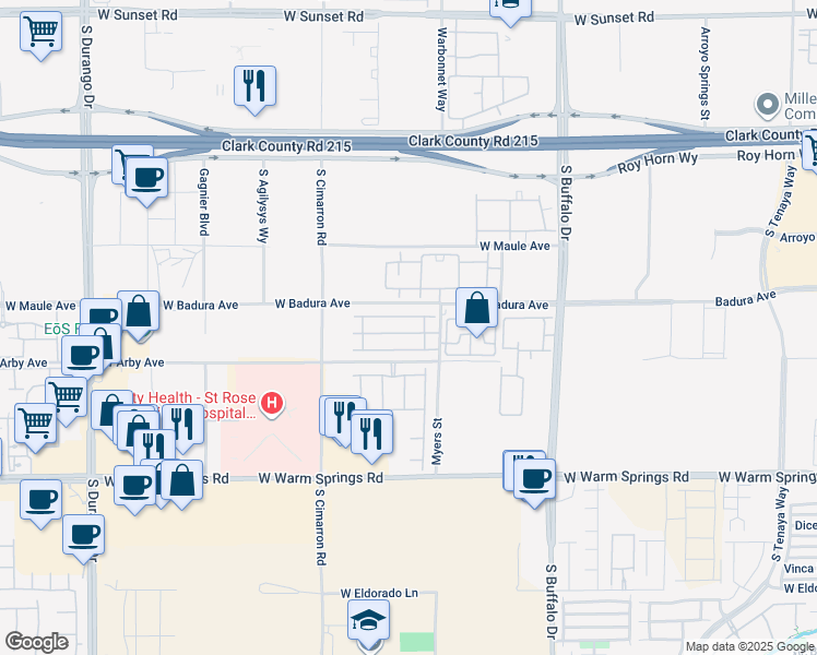 map of restaurants, bars, coffee shops, grocery stores, and more near 8046 Misty Canyon Avenue in Las Vegas
