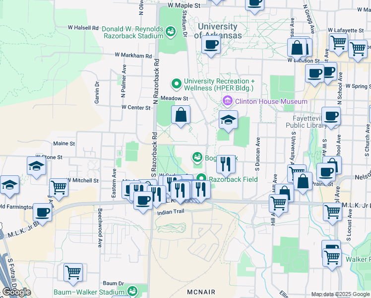 map of restaurants, bars, coffee shops, grocery stores, and more near 1201 Leroy Pond Drive in Fayetteville