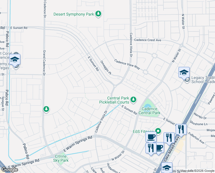 map of restaurants, bars, coffee shops, grocery stores, and more near 780 Last Dance Place in Henderson