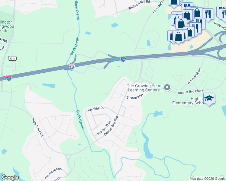 map of restaurants, bars, coffee shops, grocery stores, and more near 4236 Dunkirk Drive in Burlington