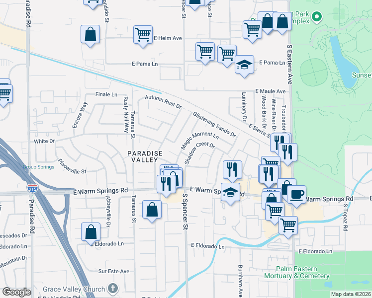 map of restaurants, bars, coffee shops, grocery stores, and more near 7146 Magic Moment Lane in Las Vegas